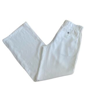 Love Tree White Linen Blend Wide Leg Relaxed Fit Pants Large NWT